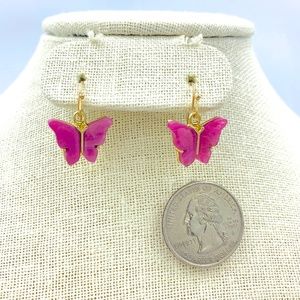 Butterfly Acrylic Dangle Earrings - Rose Pink